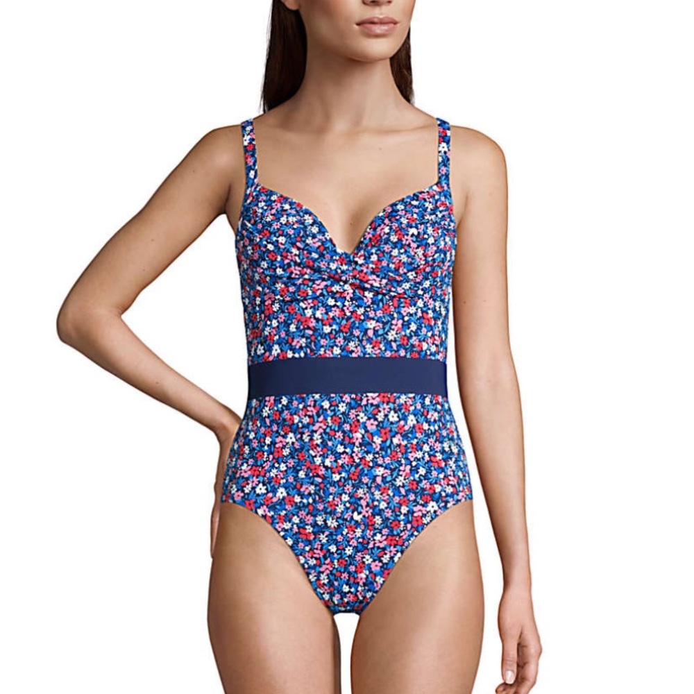 Draper James x Lands End One piece floral swimsuit size 8